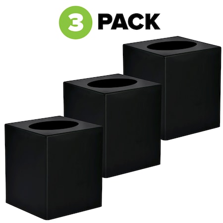 Alpine Industries Black Acrylic Tissue Box Containers for Home or Business, PK3 ALP407-BLK-3pk